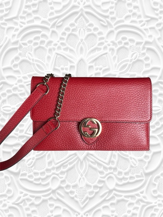 Gucci interlocking GG wallet on chain Red Authenticated
